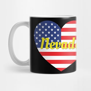 Nevada American Flag Heart Mug